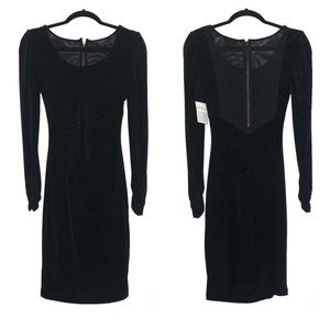 Guess Black Sparkled Gathered Long Sleeve Mesh Bodycon Dress Sz Whimsigoth Fairy